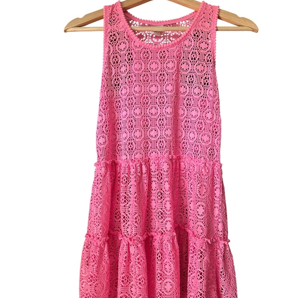 Cat & Jack Bright Pink Crochet Swim Coverup Pink Coverups Size LG
